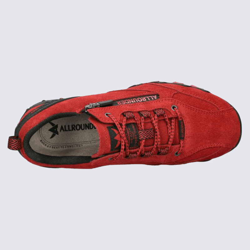 Baskets Allrounder, Baskets performance outdoor femme en cuir velours rouge