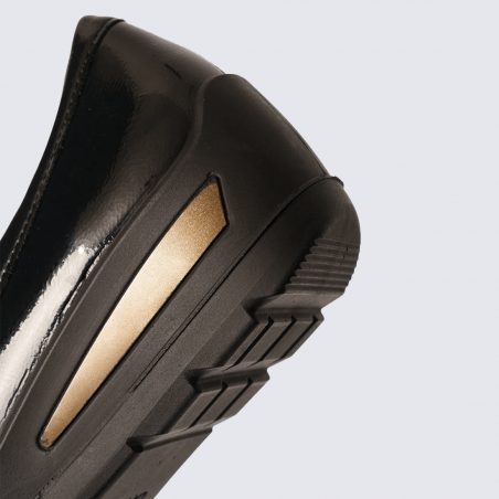 Mocassin Ara, Mocassin détail léopard chic femme en cuir verni noir