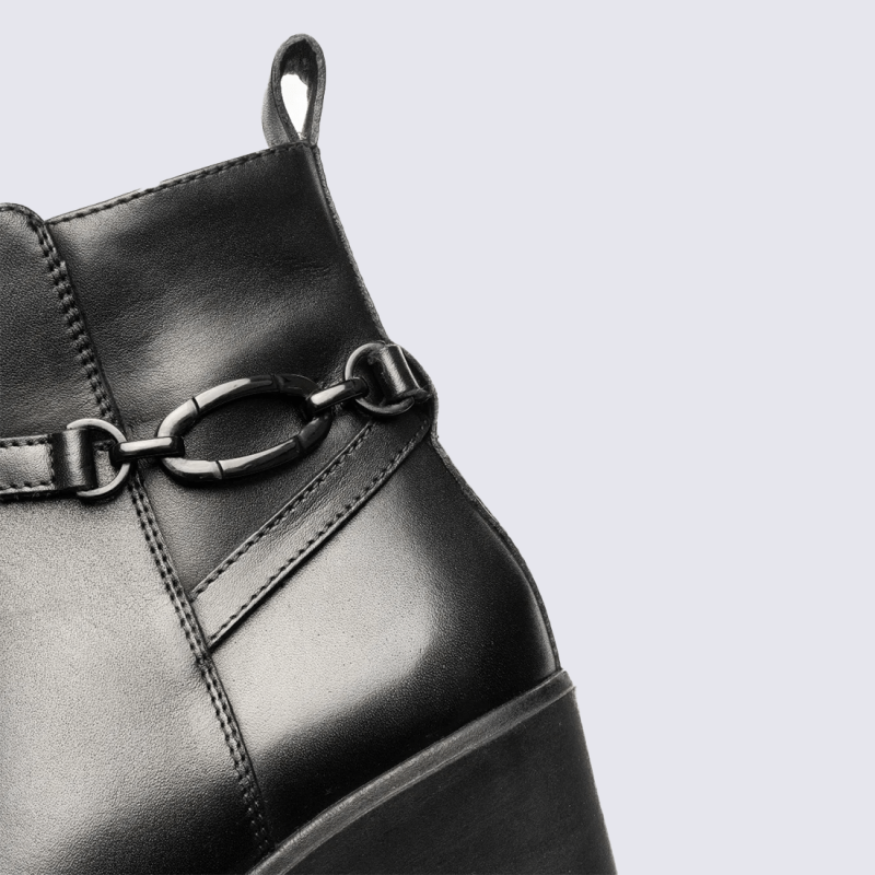 Bottines Ara, Bottines compensées modernes femme en cuir lisse noir