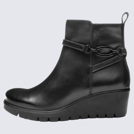 Bottines Ara, Bottines compensées modernes femme en cuir lisse noir
