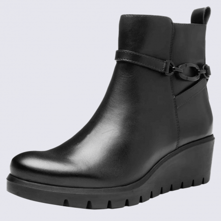 Bottines Ara, Bottines compensées modernes femme en cuir lisse noir