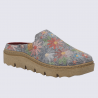 Pantoufle Josef Seibel, chausson femme en feutre gris à motifs floraux