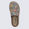 Pantoufle Josef Seibel, chausson femme en feutre gris à motifs floraux