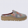 Pantoufle Josef Seibel, chausson femme en feutre gris à motifs floraux