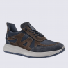 Sneaker ara, chaussure homme en cuir velours et textile bleu & brun