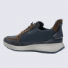 Sneaker ara, chaussure homme en cuir velours et textile bleu & brun