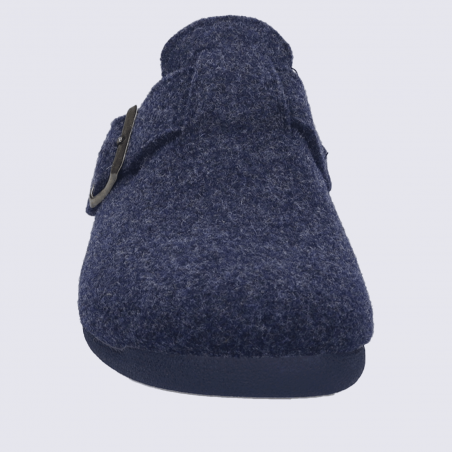 Mules josef seibel, Mules feutre bleu océan homme avec boucle réglable