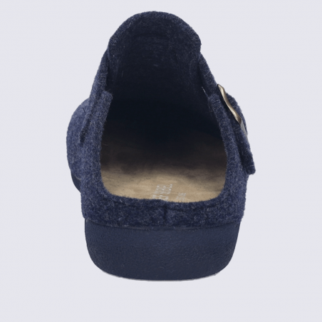 Mules josef seibel, Mules feutre bleu océan homme avec boucle réglable