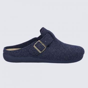 Mules josef seibel, Mules feutre bleu océan homme avec boucle réglable