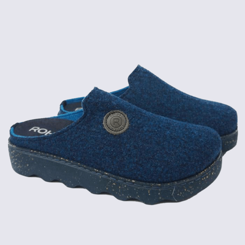 Mules Rohde, mules agréable et moderne femme en feutre marine