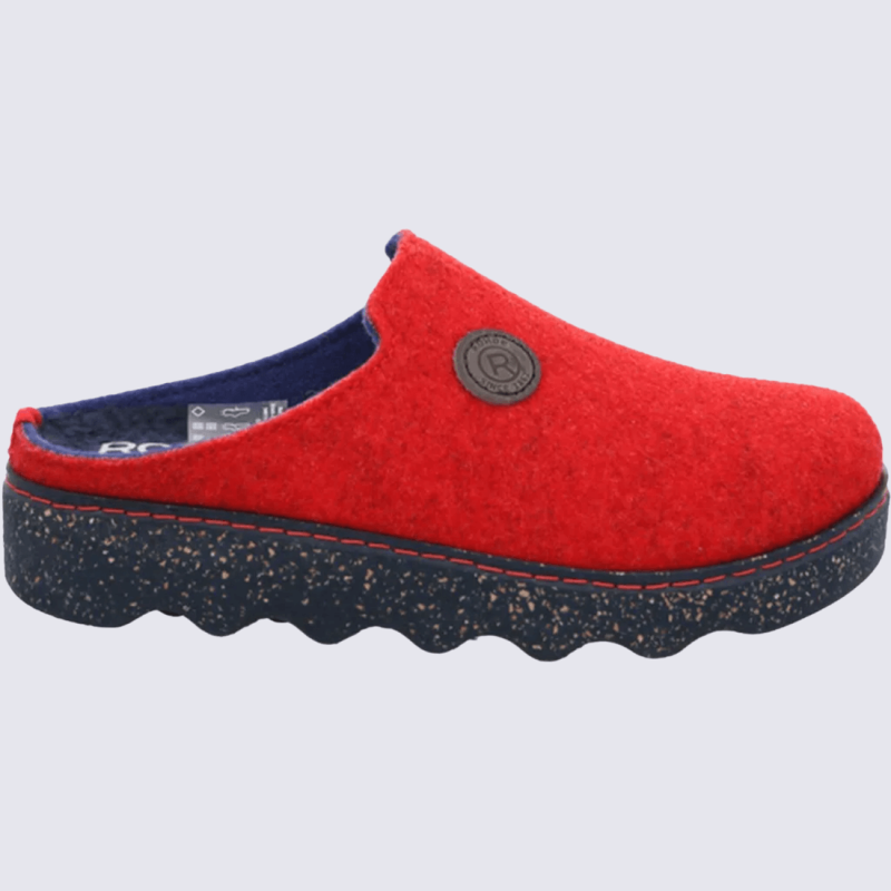 Mules Rohde, mules agréable et moderne femme en feutre rouge