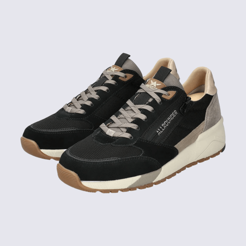 Baskets Allrounder, Baskets sport homme en cuir velours noir et textile