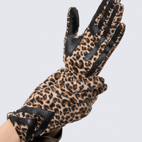 Gants Isotoner, gants tactiles femme en polaire recyclée léopard
