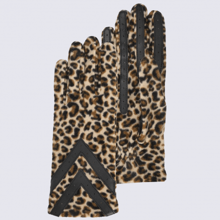 Gants Isotoner, gants tactiles femme en polaire recyclée léopard