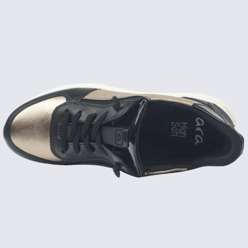 Baskets Ara, Baskets polyvalente et indémodable femme en cuir noir & cachemire