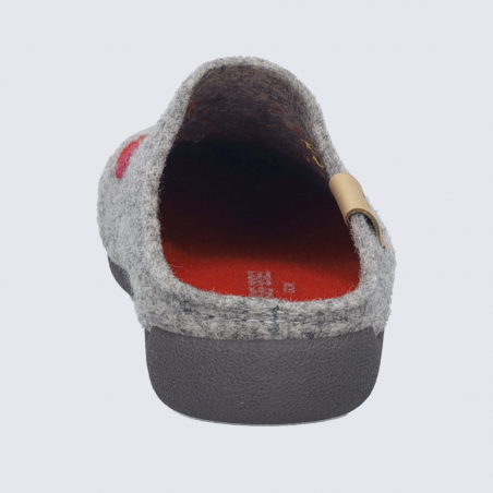 Mules Josef Seibel, mules femme a point en feutrine grise décorée