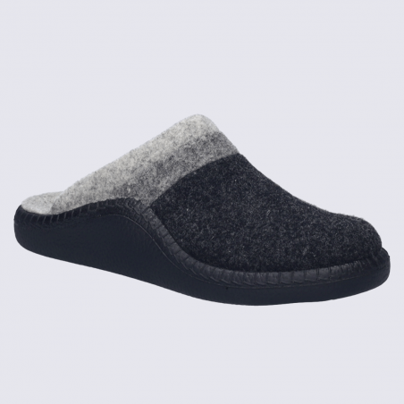 Mule Josef Seibel, mule chaude homme en feutre gris anthracite