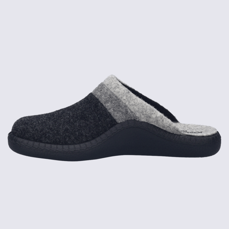 Mule Josef Seibel, mule chaude homme en feutre gris anthracite