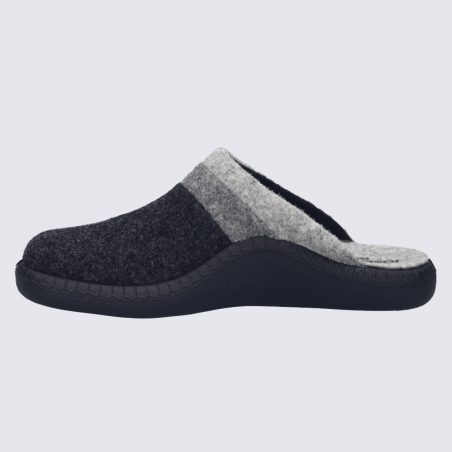 Mule Josef Seibel, mule chaude homme en feutre gris anthracite