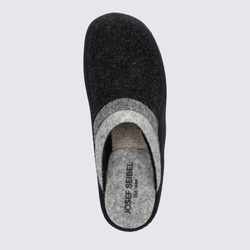 Mule Josef Seibel, mule chaude homme en feutre gris anthracite