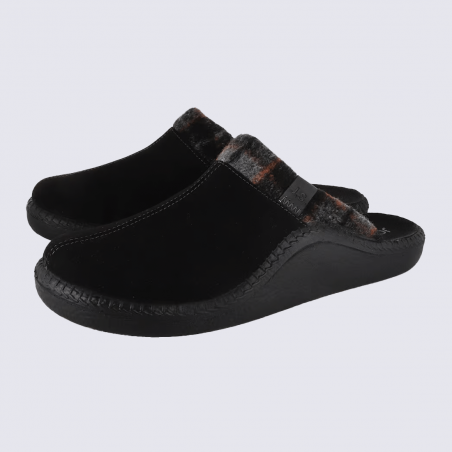Mule Josef Seibel, mule simple et chic homme en textile fourré noir