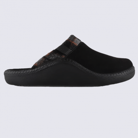 Mule Josef Seibel, mule simple et chic homme en textile fourré noir