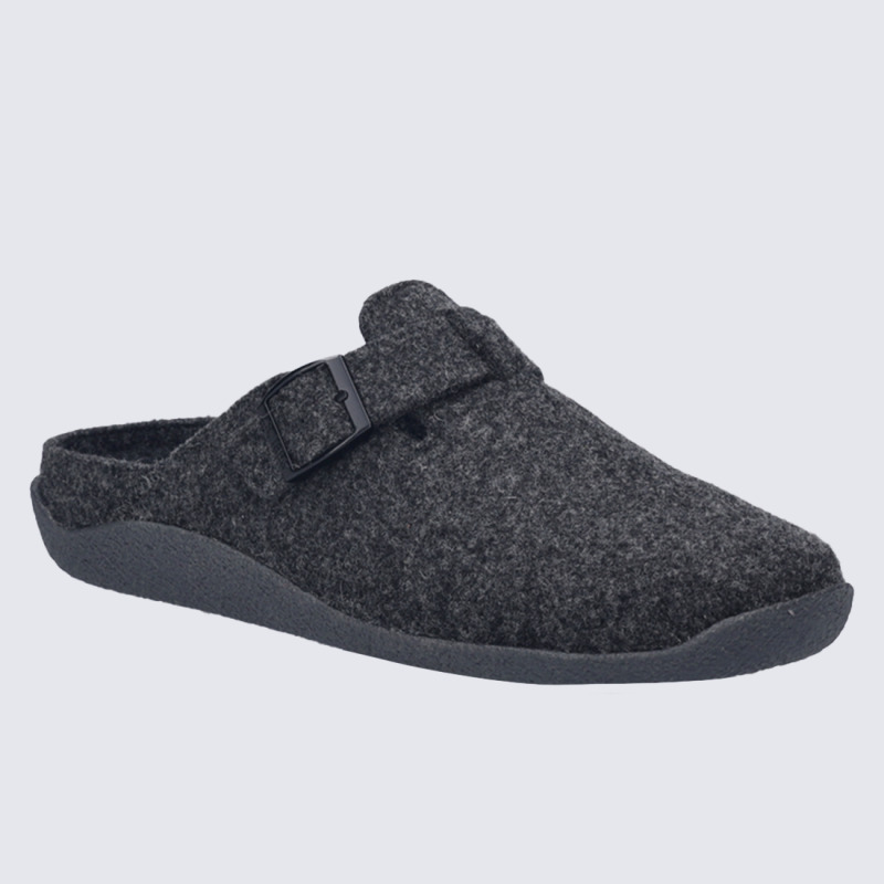 Mules Josef Seibel, mules chaude et chic homme en feutre anthracite