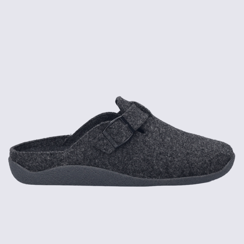 Mules Josef Seibel, mules chaude et chic homme en feutre anthracite