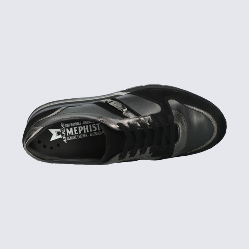 Mephisto Teolina, Mephisto sneaker compensée femme en cuir noir