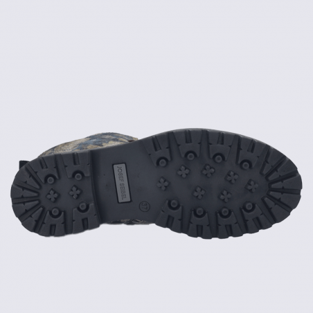 Bottines Josef Seibel, bottines femme motif feuillage en cuir bleu