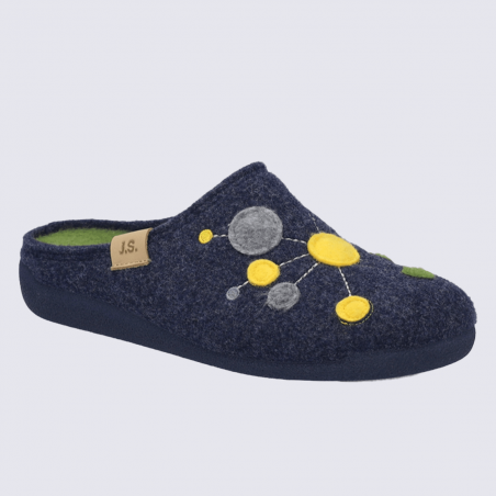 Mules Josef Seibel, mules femme a point en feutrine océan multi