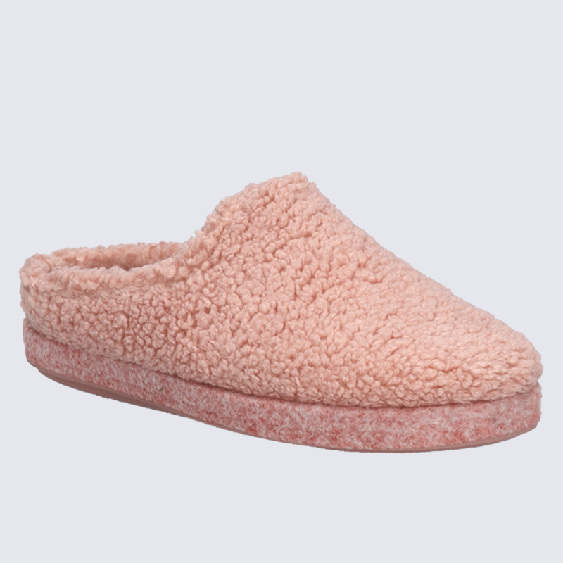 Mules Josef Seibel, mules femme en laine chaude en feutrine rose