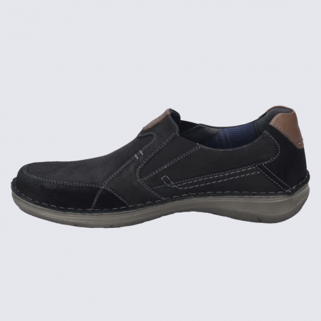 Mocassin Josef Seibel, mocassin homme chic et polyvalent en cuir noir-kombi