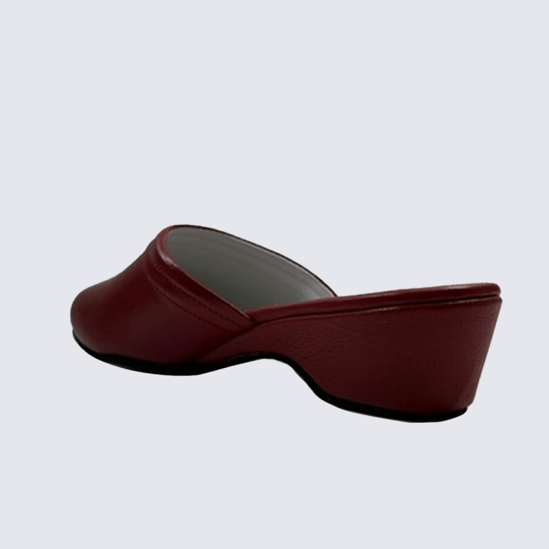 Mules Erel, mules à talons femme en cuir rouge