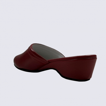 Mules Erel, mules à talons femme en cuir rouge