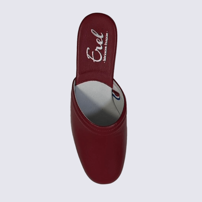 Mules Erel, mules à talons femme en cuir rouge