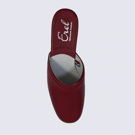 Mules Erel, mules à talons femme en cuir rouge