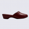 Mules Erel, mules à talons femme en cuir rouge