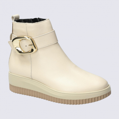 Bottines Mephisto, Bottines femme chic et moderne en cuir sable clair