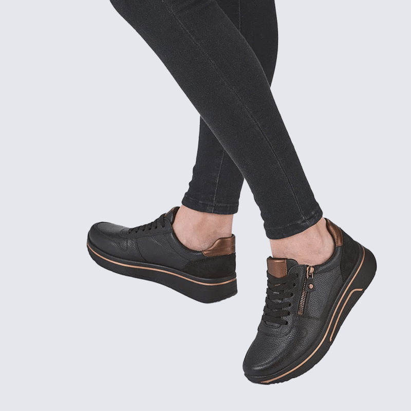 Sneaker Ara, sneaker moderne et polyvalente femme en cuir noir