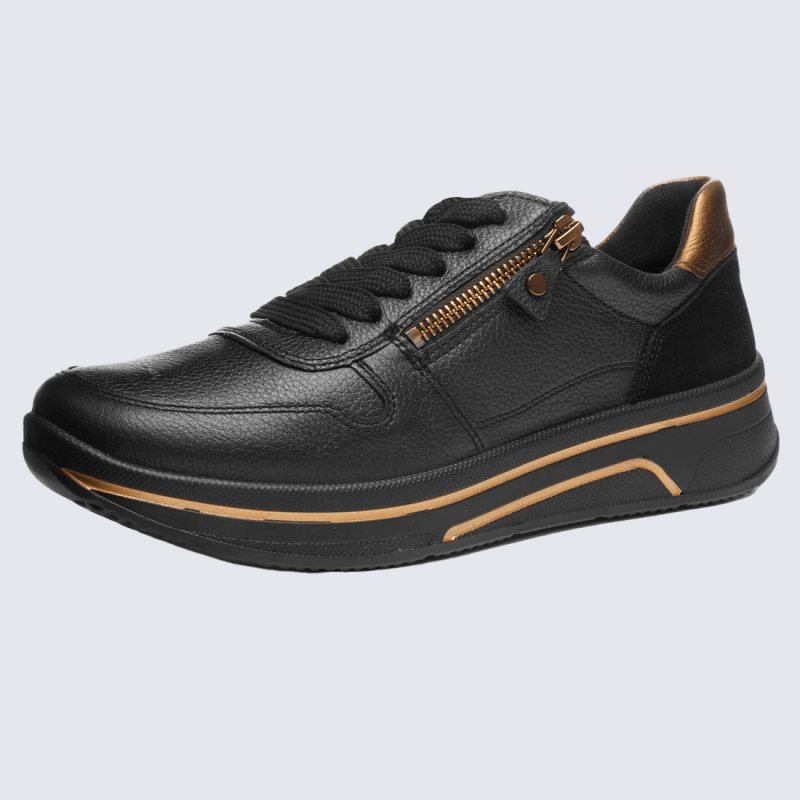 Sneaker Ara, sneaker moderne et polyvalente femme en cuir noir