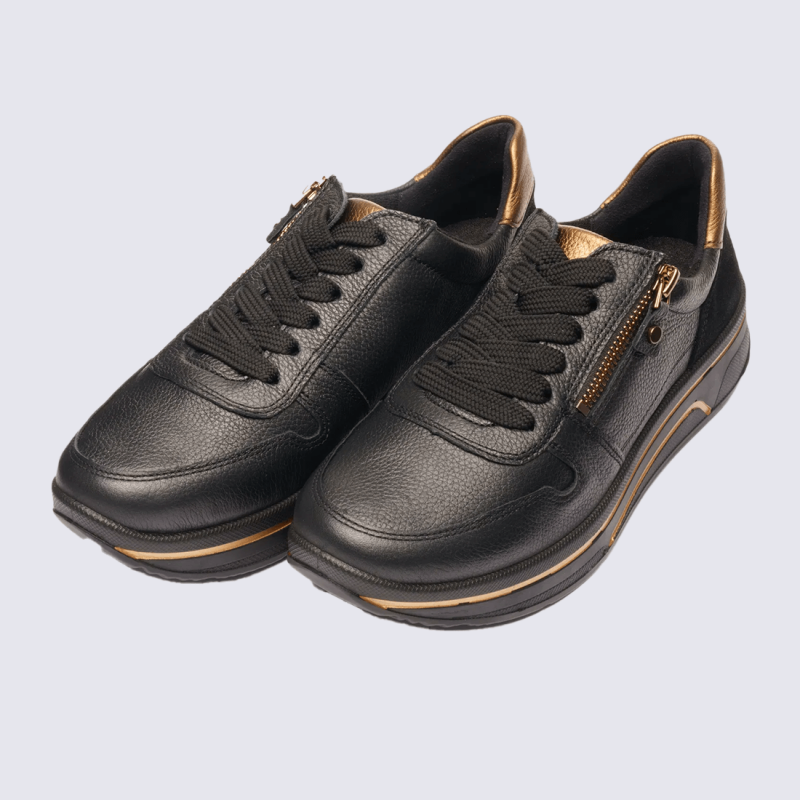 Sneaker Ara, sneaker moderne et polyvalente femme en cuir noir