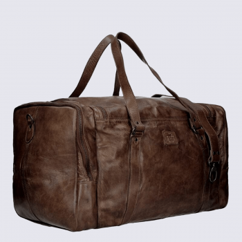Sac week-end Bear Design, sac week-end spacieux unisexe en cuir brun