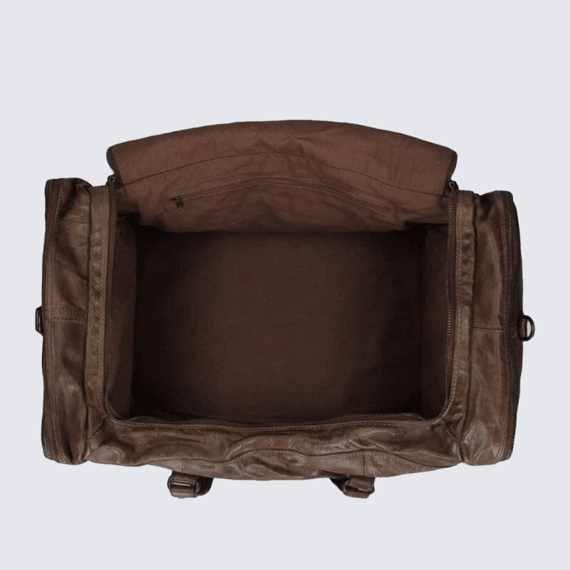 Sac week-end Bear Design, sac week-end spacieux unisexe en cuir brun