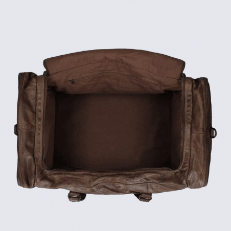 Sac week-end Bear Design, sac week-end spacieux unisexe en cuir brun