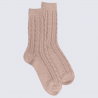 Chaussettes Doré Doré, chaussettes motif torsadé femme en laine écru