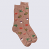 Chaussettes Doré Doré, chaussettes motif citrouille feuille homme en coton caille