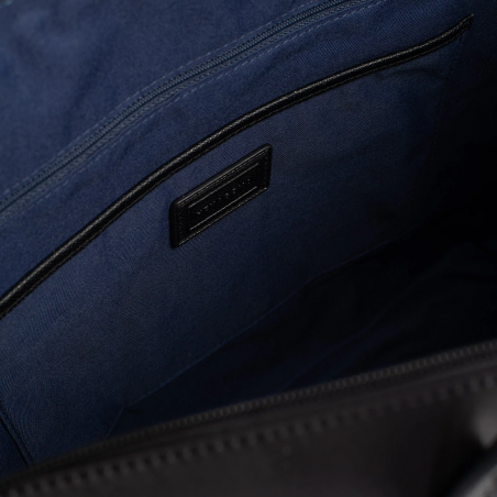 Sac Cabas Hexagona, Sac Cabas toile déperlante chic femme en synthétique noir et cuir noir