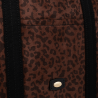 Sac Cabas Hexagona, Sac Cabas toile imprimée léopard femme en textile marron et détails noirs