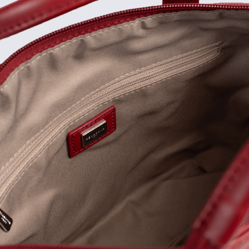 Sac Cabas Hexagona, Sac Cabas simili cuir grainé femme en synthétique rouge foncé